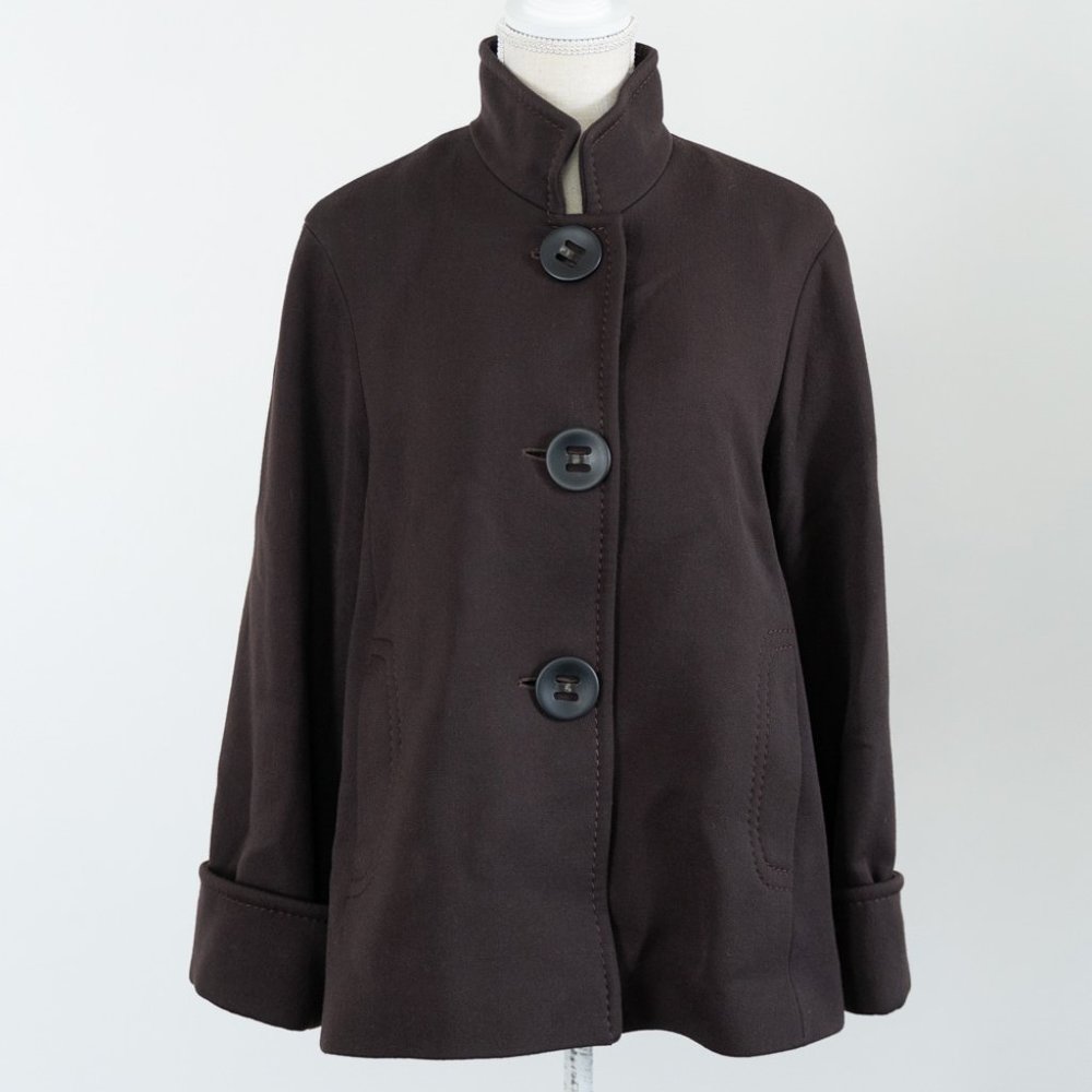 Cinzia Rocca Womens Italy Brown Wool Long Sleeve Button Up Peacoat Size US 4